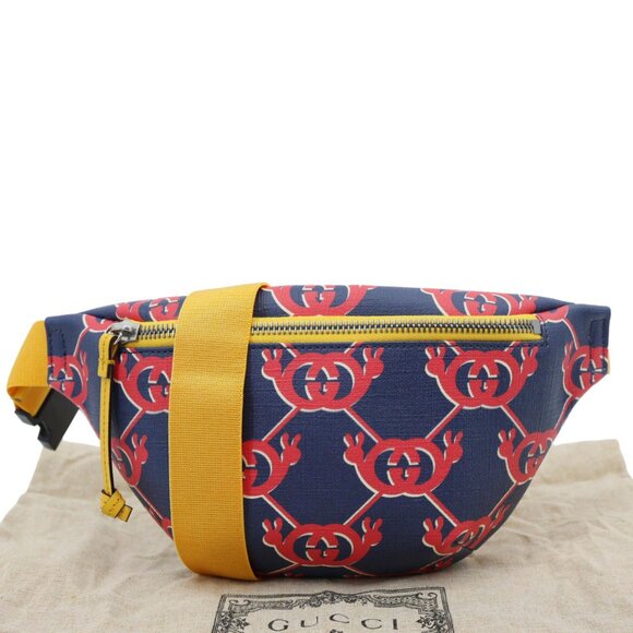 Gucci  Children's Interlocking G Snail Print Canvas Bumbag Blue - Picture 3 of 14